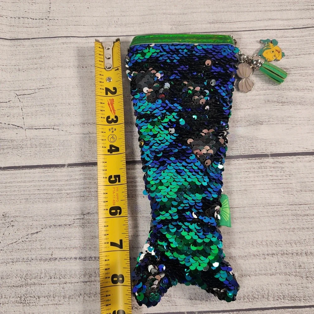 Disney The Little Mermaid Flounder Sequin Mermaid Tail Pencil Case Pouch Blue